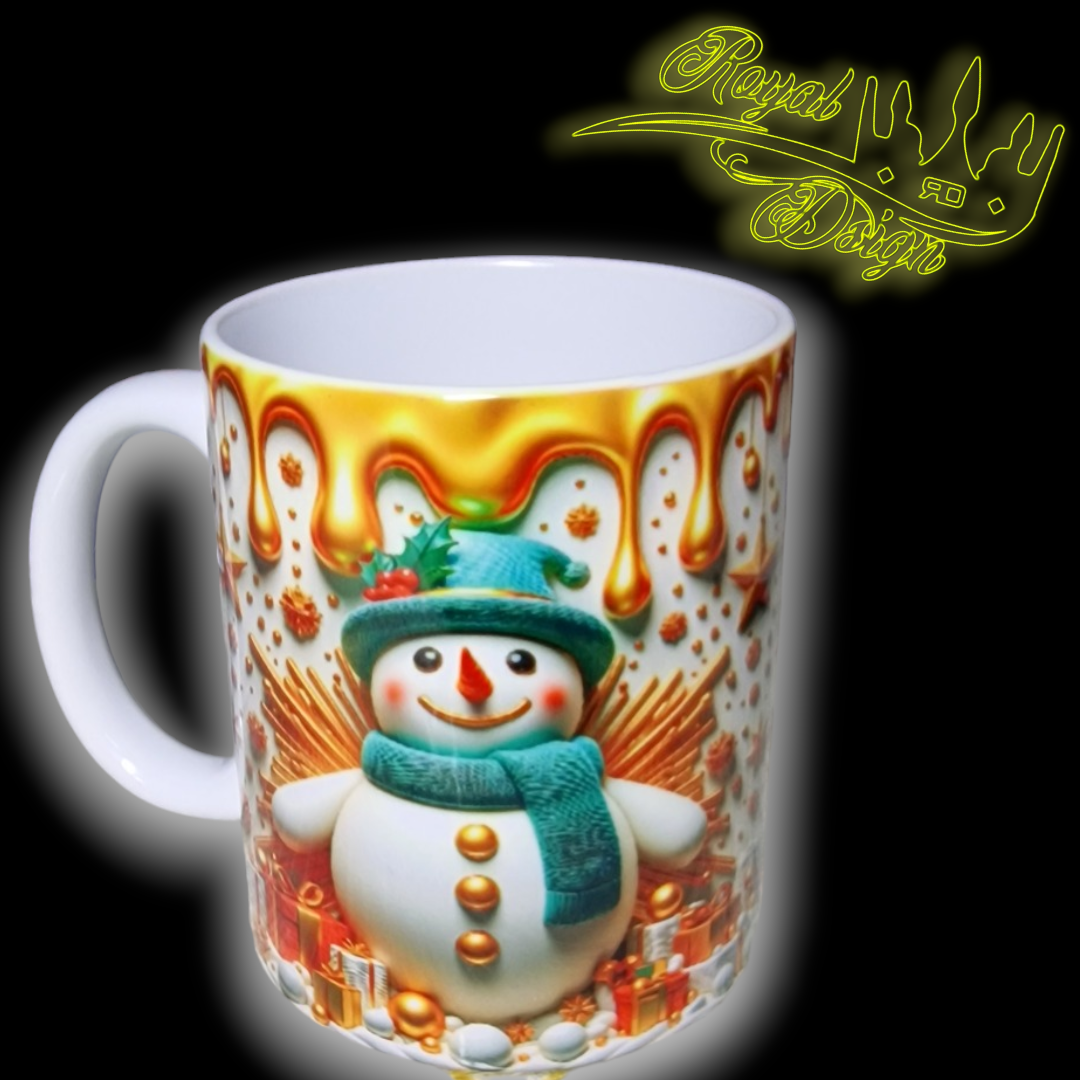 Keramik Fototasse Schneemann Gold splash